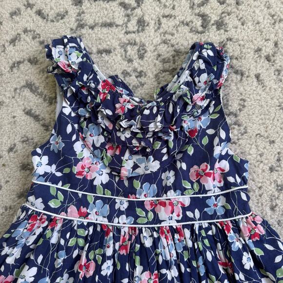 Girls Ralph Lauren Lined Floral Poplin Ruffle Dress Size 5 - Picture 3 of 9